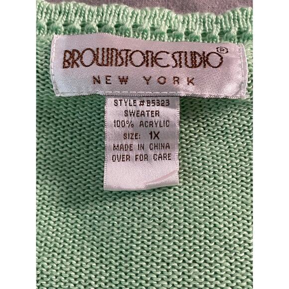Vintage Y2K Brownstone Studio New York Green knit Top SZ 1X - Picture 4 of 7